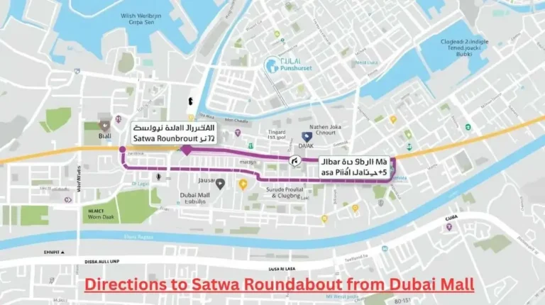 Directions to Satwa Roundabout from Dubai Mall route map Dubai