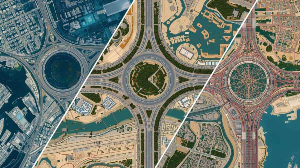 Satwa Roundabout Dubai on all maps showing location and roads