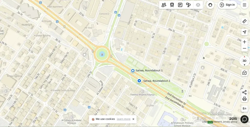 Satwa Roundabout Dubai location shown on 2GIS map