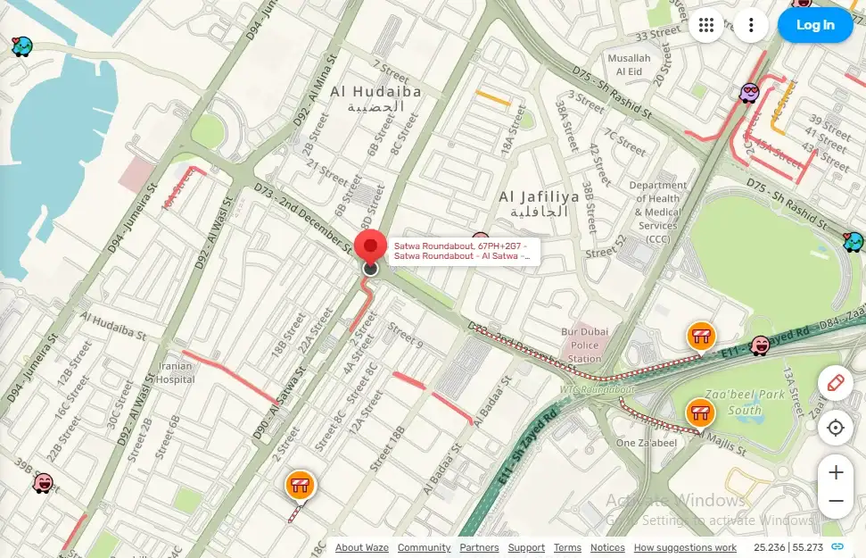 Satwa Roundabout Dubai main traffic circle in Al Satwa area