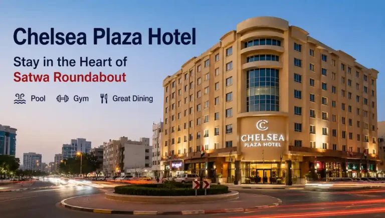 Chelsea Plaza Hotel located at Satwa Roundabout on Al Diyafah Street, Dubai