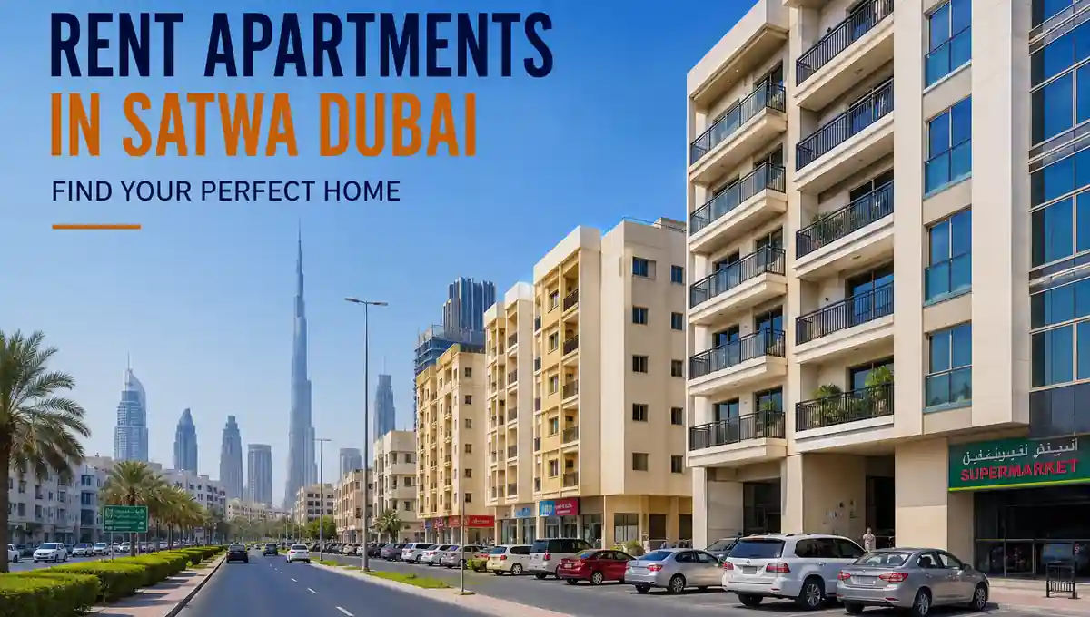 Apartments for rent in Satwa Dubai with modern residential buildings